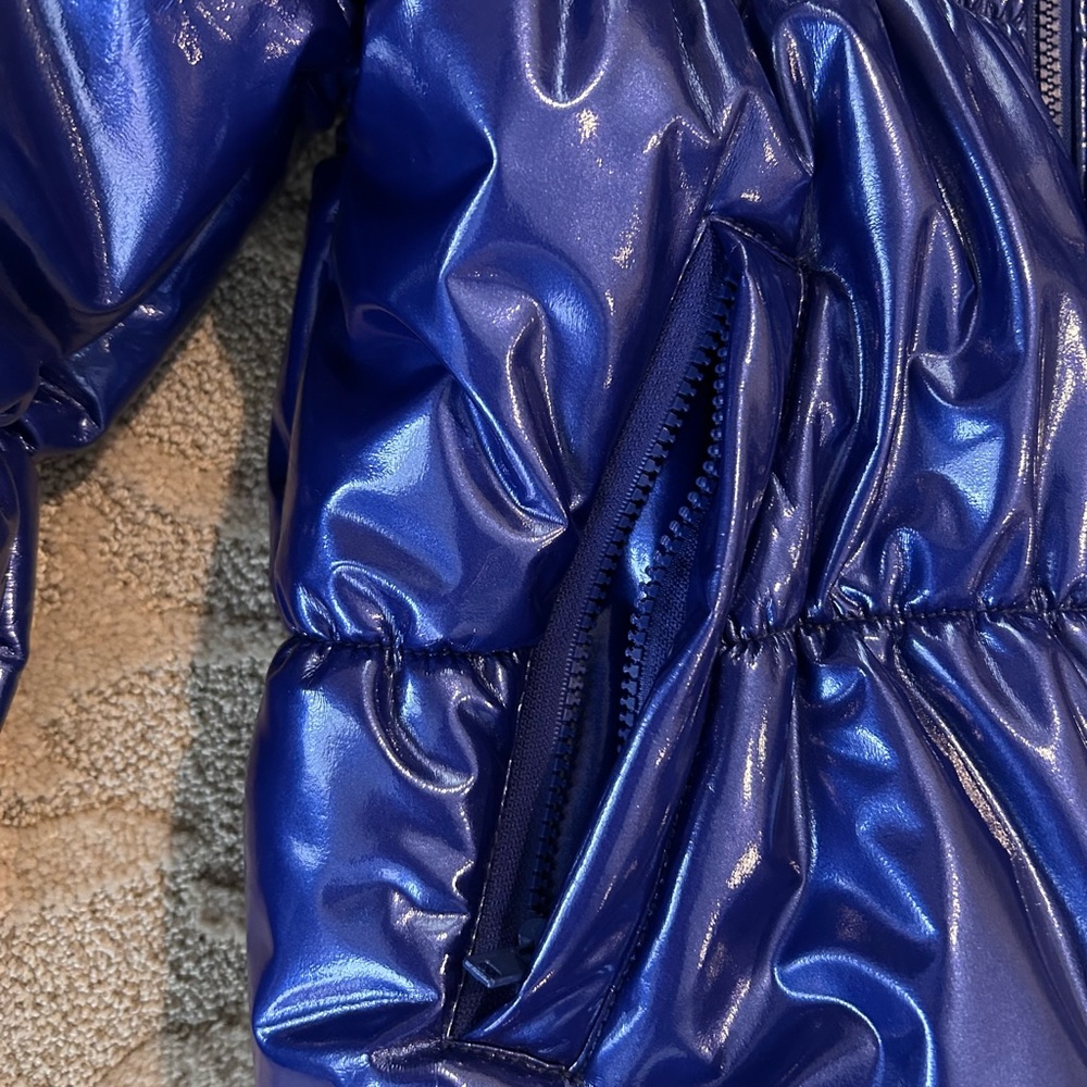 Shiny Blue Piper & Jane Puffer Jacket - Picture 3 of 5